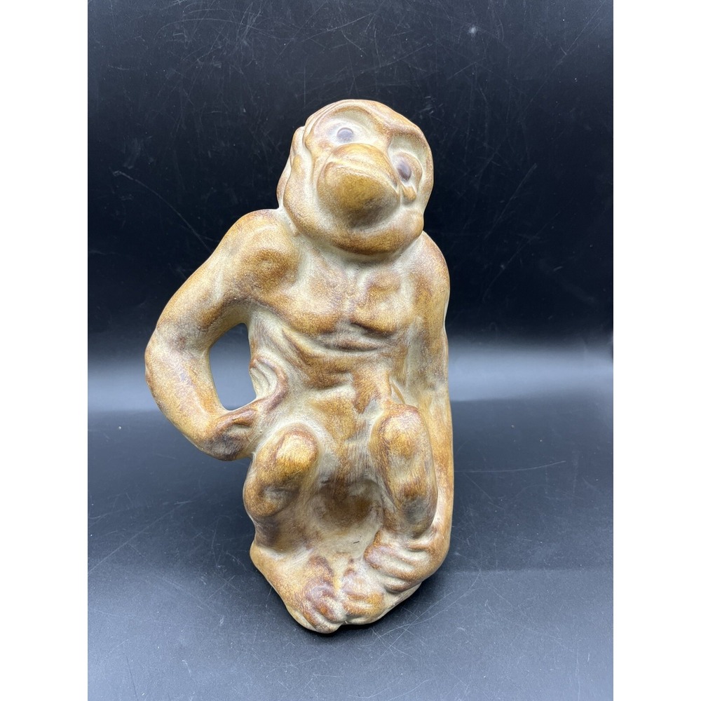 Vintage Pottery Ceramic Monkey Animal Figurine Statue 9.5" Tall Heavy